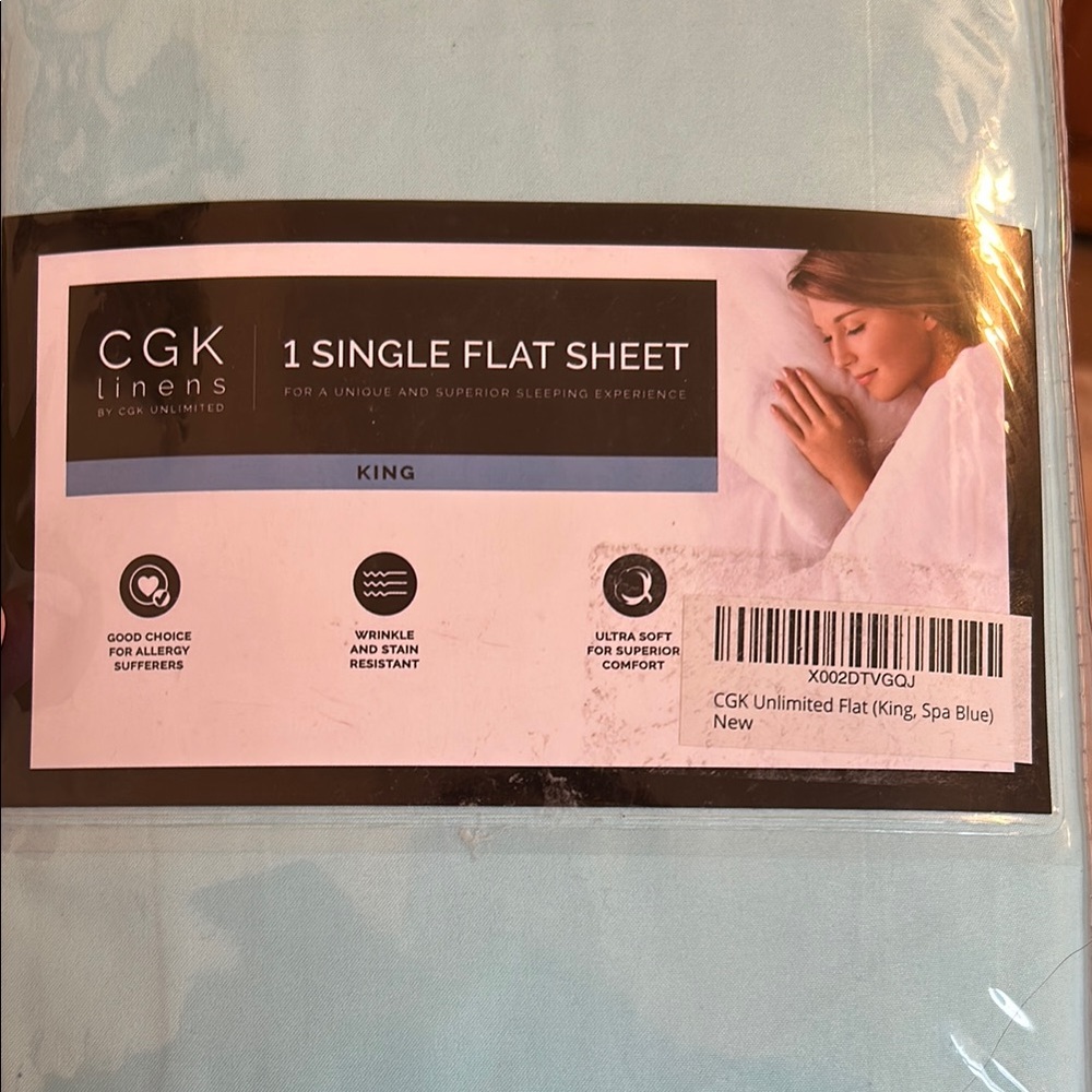 King Flat Sheet - Spa Blue